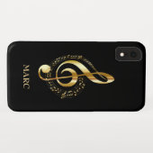 Mit Monogramm Gold Treble Clef Case-Mate iPhone Hülle (Rückseite (Horizontal))