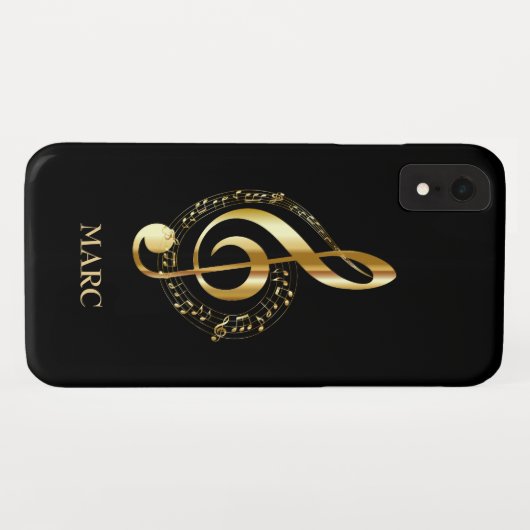 Mit Monogramm Gold Treble Clef Case-Mate iPhone Hülle (Rückseite (Horizontal))