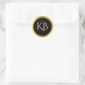 Mit Monogramm Gold- und Black-Stickers Runder Aufkleber (Tasche)