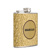 Mit Monogramm Gold und weißer Glitzer Flachmann (Rechts)