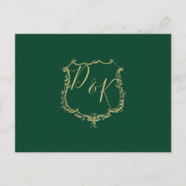Mit Monogramm Gold Wappen Green Wedding Rsvp Postc Einladungspostkarte