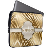 Mit Monogramm Gold Zebra-Druckmuster Laptopschutzhülle (Vorne Rechts)