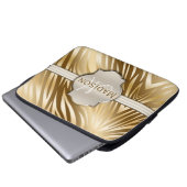Mit Monogramm Gold Zebra-Druckmuster Laptopschutzhülle (Vorne Knopf)