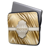 Mit Monogramm Gold Zebra-Druckmuster Laptopschutzhülle (Vorderseite Links)