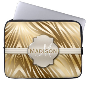 Mit Monogramm Gold Zebra-Druckmuster Laptopschutzhülle