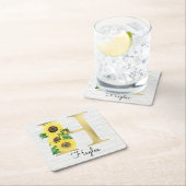 Mit Monogramm Goldblumen Initial H Rechteckiger Pappuntersetzer (Vor Ort)