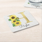 Mit Monogramm Goldblumen Initial H Rechteckiger Pappuntersetzer (angewinkelt)