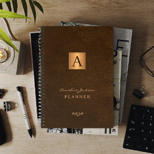 Mit Monogramm goldbraun, modern 2025 Planer