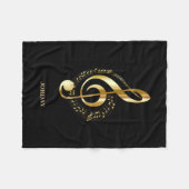 Mit Monogramm Golden Clef Fleecedecke (Vorderseite (Horizontal))