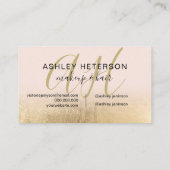 mit Monogramm Goldfolie rosa Drehbuch Visitenkarte (Rückseite)