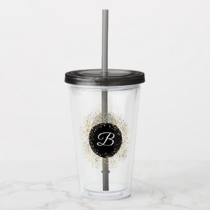 Mit Monogramm GoldGlitzer-Acryl-Trommel Acryltrinkbecher