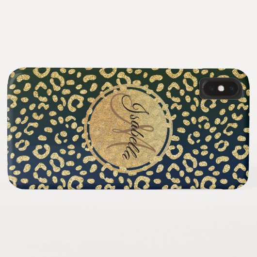 Mit Monogramm Goldleoparden-Hautflächen Case-Mate iPhone Hülle (Rückseite (Horizontal))