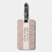 Mit Monogramm GoldMandala | erröten rosa Boho Gepäckanhänger (Rückseite vertikal)