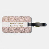 Mit Monogramm GoldMandala | erröten rosa Boho Gepäckanhänger (Rückseite horizontal)