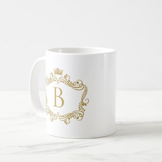 Mit Monogramm Goldrahmen mit Kronenkaffee-Tasse Kaffeetasse (Vorderseite Links)