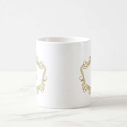 Mit Monogramm Goldrahmen mit Kronenkaffee-Tasse Kaffeetasse (Mittel)