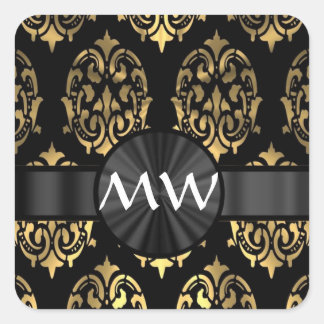 Mit Monogramm Goldstaube Quadratischer Aufkleber