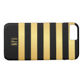 Mit Monogramm Goldstreifen auf schwarzem Hintergru Case-Mate iPhone Hülle (Rückseite (Horizontal))