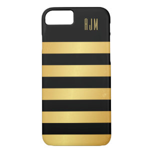 Mit Monogramm Goldstreifen über schwarzem Hintergr Case-Mate iPhone Hülle