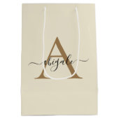 Mit Monogramm Goldwäsche White | Minimal Elegant Mittlere Geschenktüte (Rückseite)