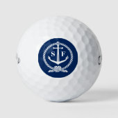 Mit Monogramm Golf Ball Klassischer Wasserblauer A (Vorderseite)