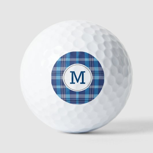 Mit Monogramm Golf Balls Preppy Classic Blue Karie Golfball (Vorderseite)
