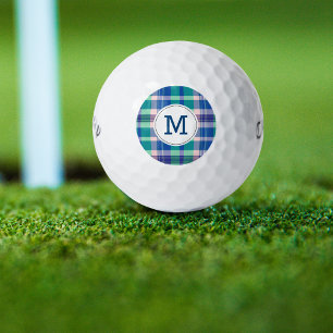 Mit Monogramm Golf Balls Preppy PInk Blue Kariert Golfball