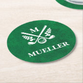 Mit Monogramm Golf Runder Pappuntersetzer (Angewinkelt)