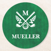 Mit Monogramm Golf Runder Pappuntersetzer (Vorderseite)