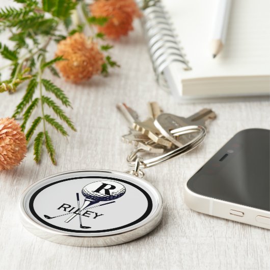 Mit Monogramm Golf T-Shirt Schlüsselanhänger (Seite)