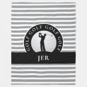 Mit Monogramm golfer-graue Streifen für ihn Fleecedecke (Vorderseite)