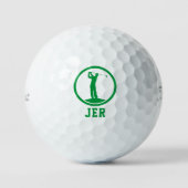 Mit Monogramm Golfer Silhouette Sportgrün Golfball (Vorderseite)