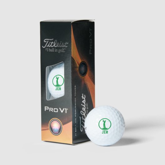 Mit Monogramm Golfer Silhouette Sportgrün Golfball (Verpackung)
