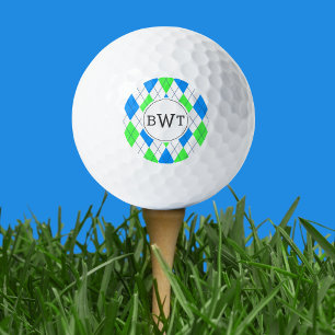 Mit Monogramm Golfplätze Blaue grüne Raute Muste Golfball