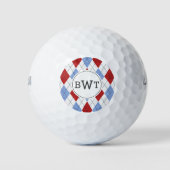 Mit Monogramm Golfplätze | Blaues rotes Muster der Golfball (Vorderseite)