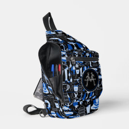 Mit Monogramm Gone Fishing Blue Crossbody Bag