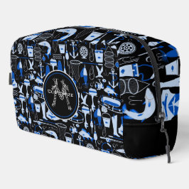 Mit Monogramm Gone Fishing Blue Waschbeutel