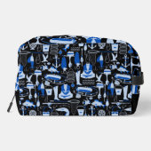 Mit Monogramm Gone Fishing Blue Waschbeutel (Rückseite)