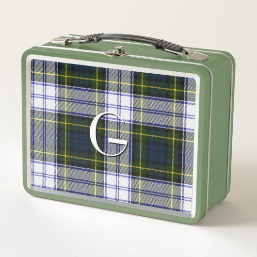 Mit Monogramm Gordon Dress Kariert Metal Lunch Box (Vorderseite)