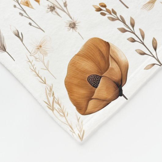 Mit Monogramm Grau Beige Brown White Boho Floral Fleecedecke (Ecke)
