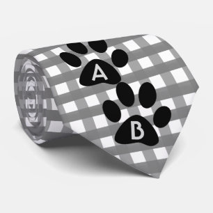Mit Monogramm, grau geprüftes Muster mit Pet-Druck Krawatte