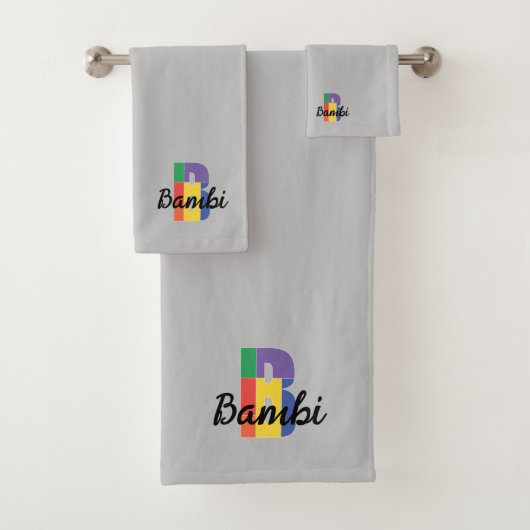 Mit Monogramm grau, klassischer Buchstabe B Badhandtuch Set (Insitu)
