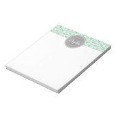 Mit Monogramm-Grau-Minze-Moderne Muster Notizblock (Rotiert)
