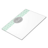 Mit Monogramm-Grau-Minze-Moderne Muster Notizblock (angewinkelt)