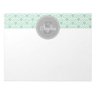 Mit Monogramm-Grau-Minze-Moderne Muster Notizblock