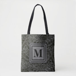 Mit Monogramm Grau und Schwarz William Morris Foli Tasche