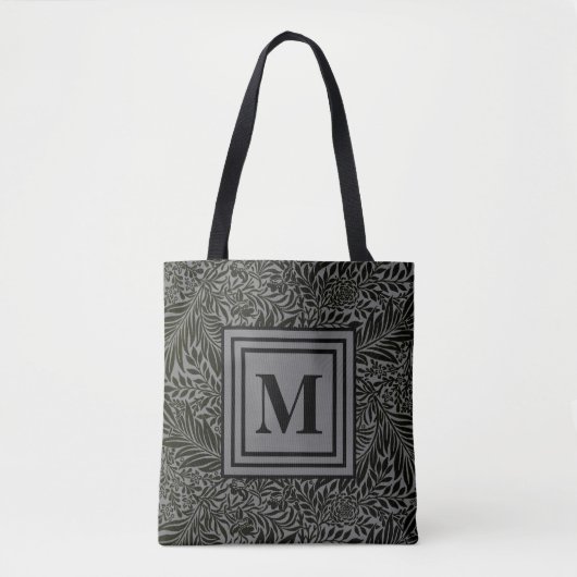 Mit Monogramm Grau und Schwarz William Morris Foli Tasche (Vorderseite)