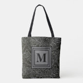 Mit Monogramm Grau und Schwarz William Morris Foli Tasche (Rückseite)