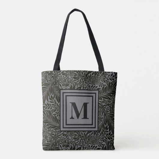 Mit Monogramm Grau und Schwarz William Morris Foli Tasche (Rückseite)