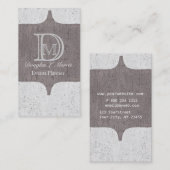 Mit Monogramm Grau Visitenkarte (Vorne/Hinten)